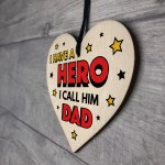 Dad Gifts For Fathers Day Birthday Wood Heart Superhero Theme