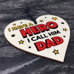 Dad Gifts For Fathers Day Birthday Wood Heart Superhero Theme