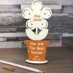 Thank You Teacher Assistant Gift Personalised Wood Flower