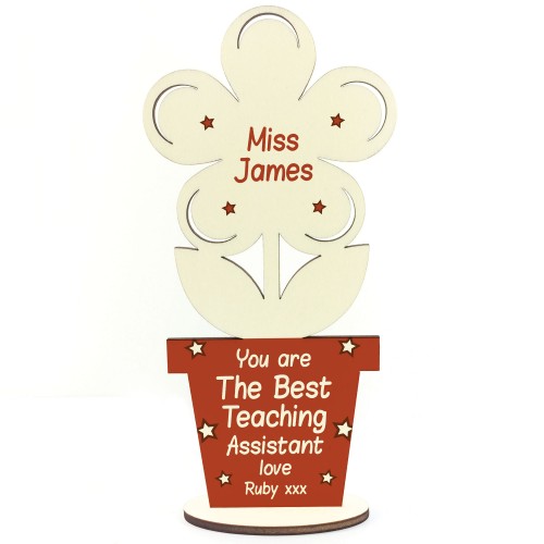 Thank You Teaching Assistant Gift Personalised Wood Flower