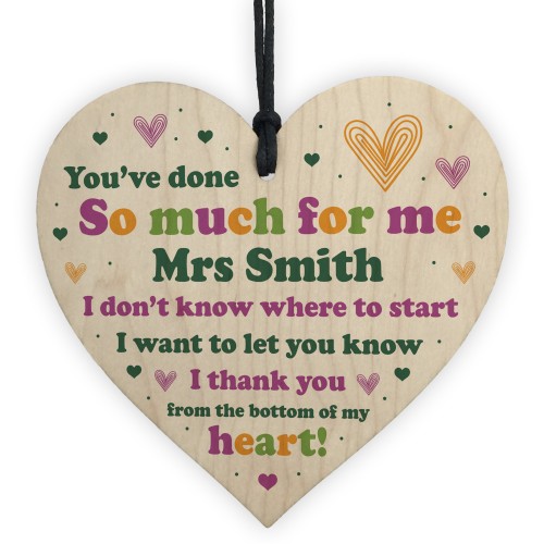 Thank You Friend Gift Heart Hanging Personalised Teacher Gift