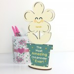 Personalised Childminder Gift Wood Flower Thank You Gift