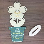 Personalised Childminder Gift Wood Flower Thank You Gift