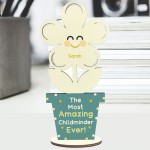 Personalised Childminder Gift Wood Flower Thank You Gift