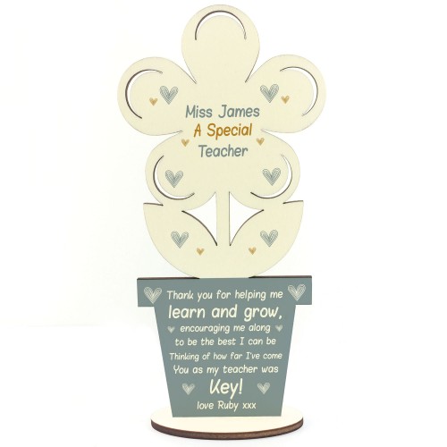 Special Teacher Gifts Personalised Wood Flower Thank You Teacher