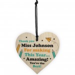 Teacher Gift Thank You Gift Hanging Heart Personalised 
