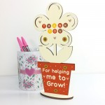 Personalised Thank You Teacher Gift Wooden Flower Mentor