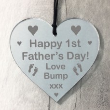 Novelty 1st Fathers Day Gift Engraved Heart New Dad Daddy Gift