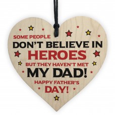 Novelty Fathers Day Gift Superhero Theme Wood Heart Dad Gift