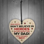 Novelty Fathers Day Gift Superhero Theme Wood Heart Dad Gift