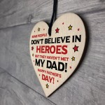 Novelty Fathers Day Gift Superhero Theme Wood Heart Dad Gift