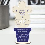 Novelty Daddy Gift Poem Wood Flower Personalised Birthday Gift