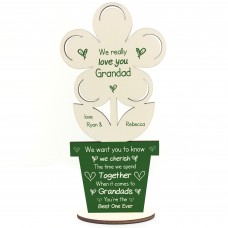 Novelty Grandad Gift Poem Wood Flower Personalised Birthday Gift