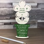 Novelty Grandad Gift Poem Wood Flower Personalised Birthday Gift