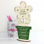 Novelty Grandad Gift Poem Wood Flower Personalised Birthday Gift