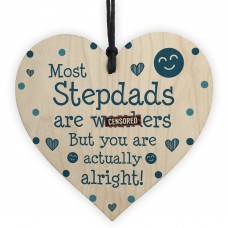 Joke Stepdad Gift Wood Heart Fathers Day Birthday Gift Funny