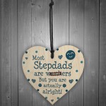 Joke Stepdad Gift Wood Heart Fathers Day Birthday Gift Funny