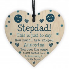 Funny Joke Step Dad Gift For Fathers Day Birthday Wood Heart