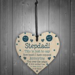 Funny Joke Step Dad Gift For Fathers Day Birthday Wood Heart