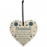 Funny Joke Step Dad Gift For Fathers Day Birthday Wood Heart