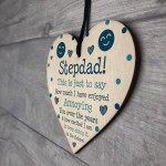 Funny Joke Step Dad Gift For Fathers Day Birthday Wood Heart