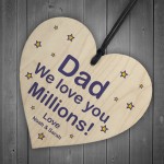 Gifts For Dad Personalised Wood Heart Fathers Day Birthday Gift