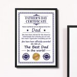 Framed Dad Certificate For Fathers Day Gift For Dad Framed Dad Certificate For Fathers Day Gift For Dad