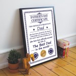 Framed Dad Certificate For Fathers Day Gift For Dad Framed Dad Certificate For Fathers Day Gift For Dad