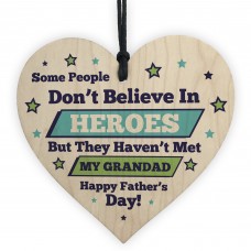 Fathers Day Gifts For Grandad Wood Heart Superhero Gift