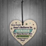 Fathers Day Gifts For Grandad Wood Heart Superhero Gift