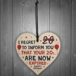 Funny 30th Birthday Gift For Men Women Wood Heart Joke