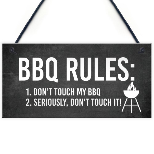 BBQ Rules Sign Hanging Door Wall Shed Sign Garden Sign