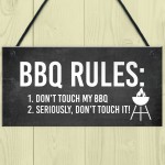 BBQ Rules Sign Hanging Door Wall Shed Sign Garden Sign