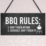 BBQ Rules Sign Hanging Door Wall Shed Sign Garden Sign