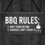 BBQ Rules Sign Hanging Door Wall Shed Sign Garden Sign