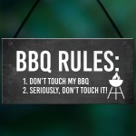 BBQ Rules Sign Hanging Door Wall Shed Sign Garden Sign