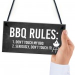 BBQ Rules Sign Hanging Door Wall Shed Sign Garden Sign