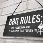 BBQ Rules Sign Hanging Door Wall Shed Sign Garden Sign