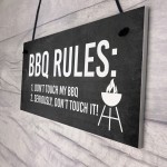 BBQ Rules Sign Hanging Door Wall Shed Sign Garden Sign