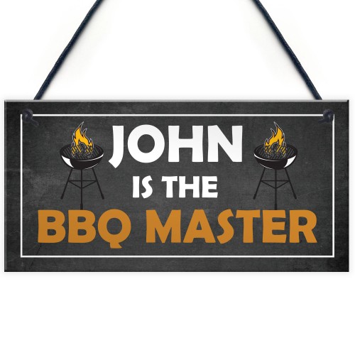 Funny BBQ Signs For Outdoor BBQ MASTER Personalised Garden Sign