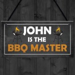 Funny BBQ Signs For Outdoor BBQ MASTER Personalised Garden Sign