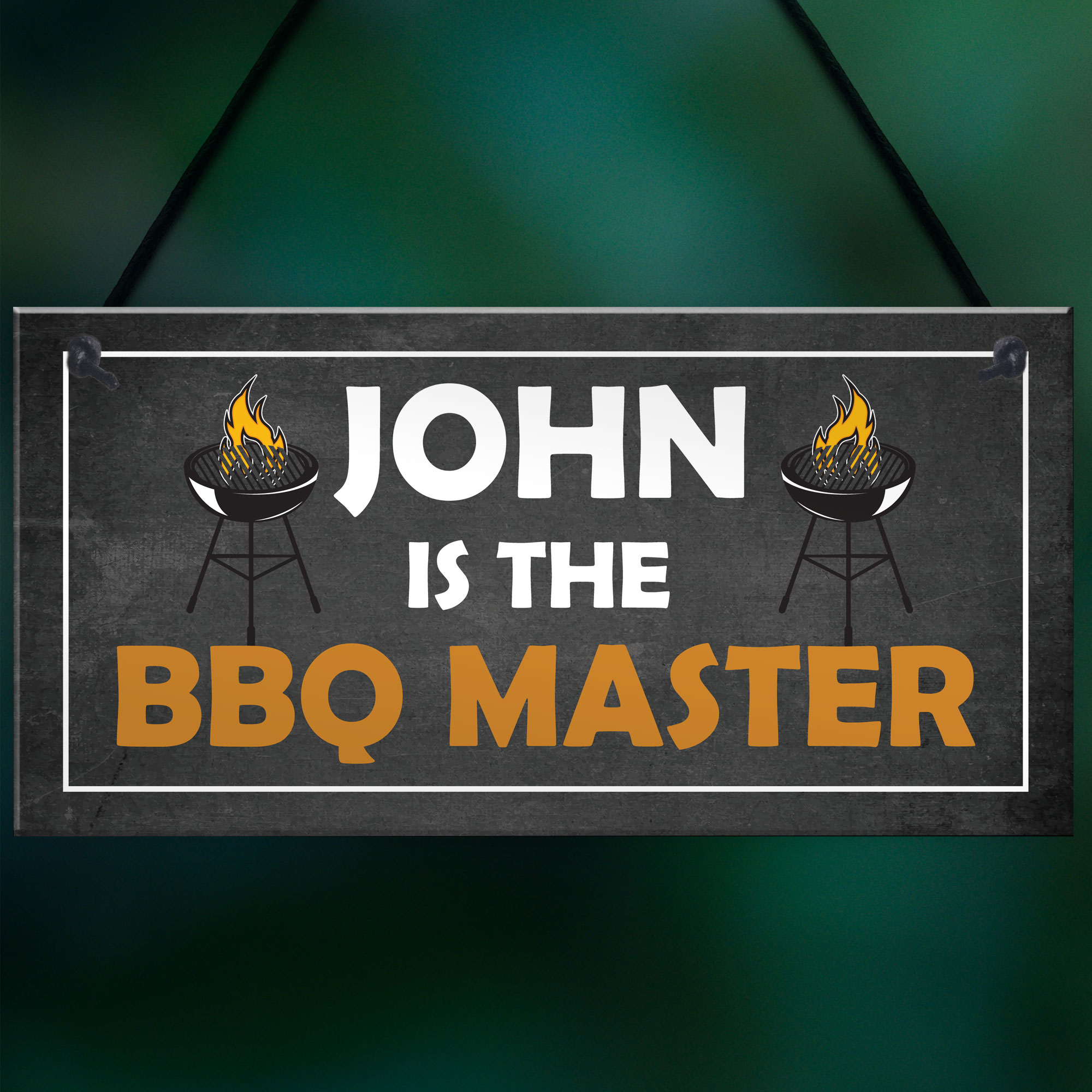 Funny BBQ Signs For Outdoor BBQ MASTER Personalised Garden Sign