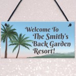 Garden Sign For Outdoor Funny Back Garden Resort Sign Lockdown