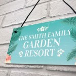 GARDEN RESORT Sign Personalised Garden Sign For Outdoor