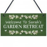 Garden Retreat Sign Personalised Garden Signs For Outdoor Floral
