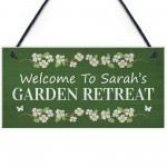 Garden Retreat Sign Personalised Garden Signs For Outdoor Floral