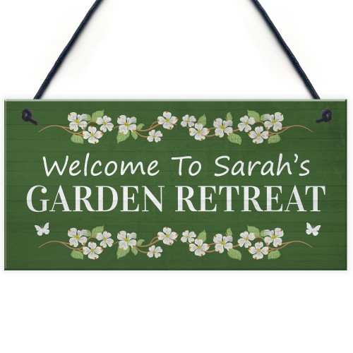 Garden Retreat Sign Personalised Garden Signs For Outdoor Floral