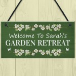 Garden Retreat Sign Personalised Garden Signs For Outdoor Floral