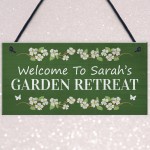 Garden Retreat Sign Personalised Garden Signs For Outdoor Floral