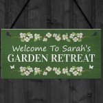 Garden Retreat Sign Personalised Garden Signs For Outdoor Floral